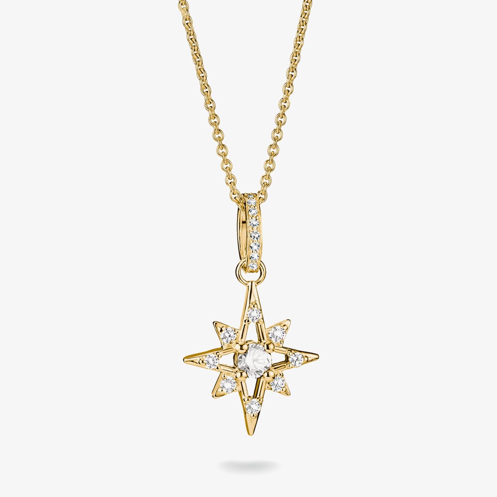 THOMAS SABO 18ct Yellow Gold Plated Cubic Zirconia Star Pendant KE2394-M01-14-L50