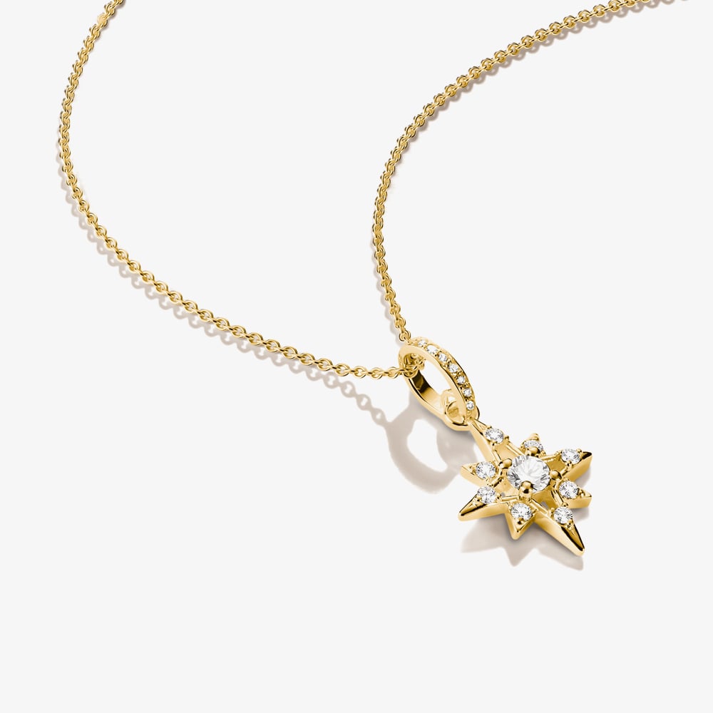 THOMAS SABO 18ct Yellow Gold Plated Cubic Zirconia Star Pendant KE2394-M01-14-L50