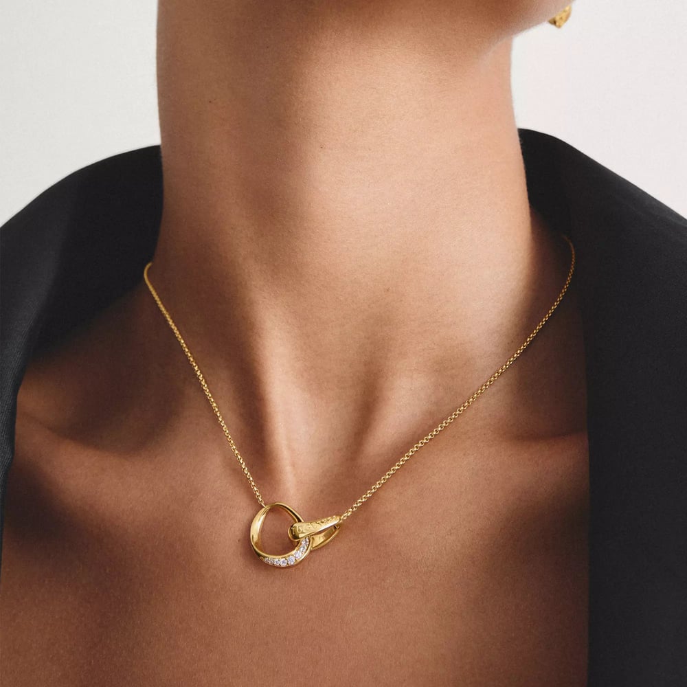 THOMAS SABO Together 18ct Yellow Gold Plated Cubic Zirconia Intertwined Pendant KE2378-M01-14-L45V