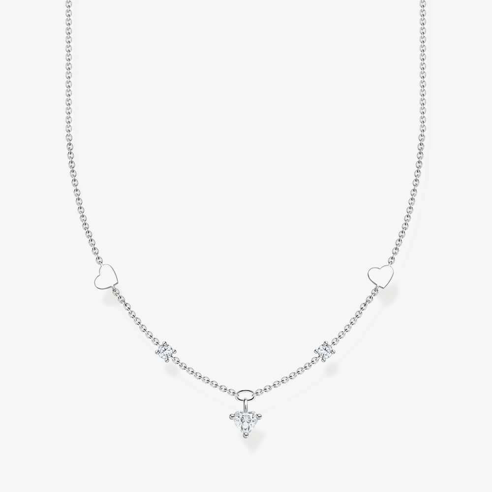 Product photograph of Thomas Sabo Ladies Silver Stone Set Heart Necklace Ke2154-051-14-l42v from The Jewel Hut