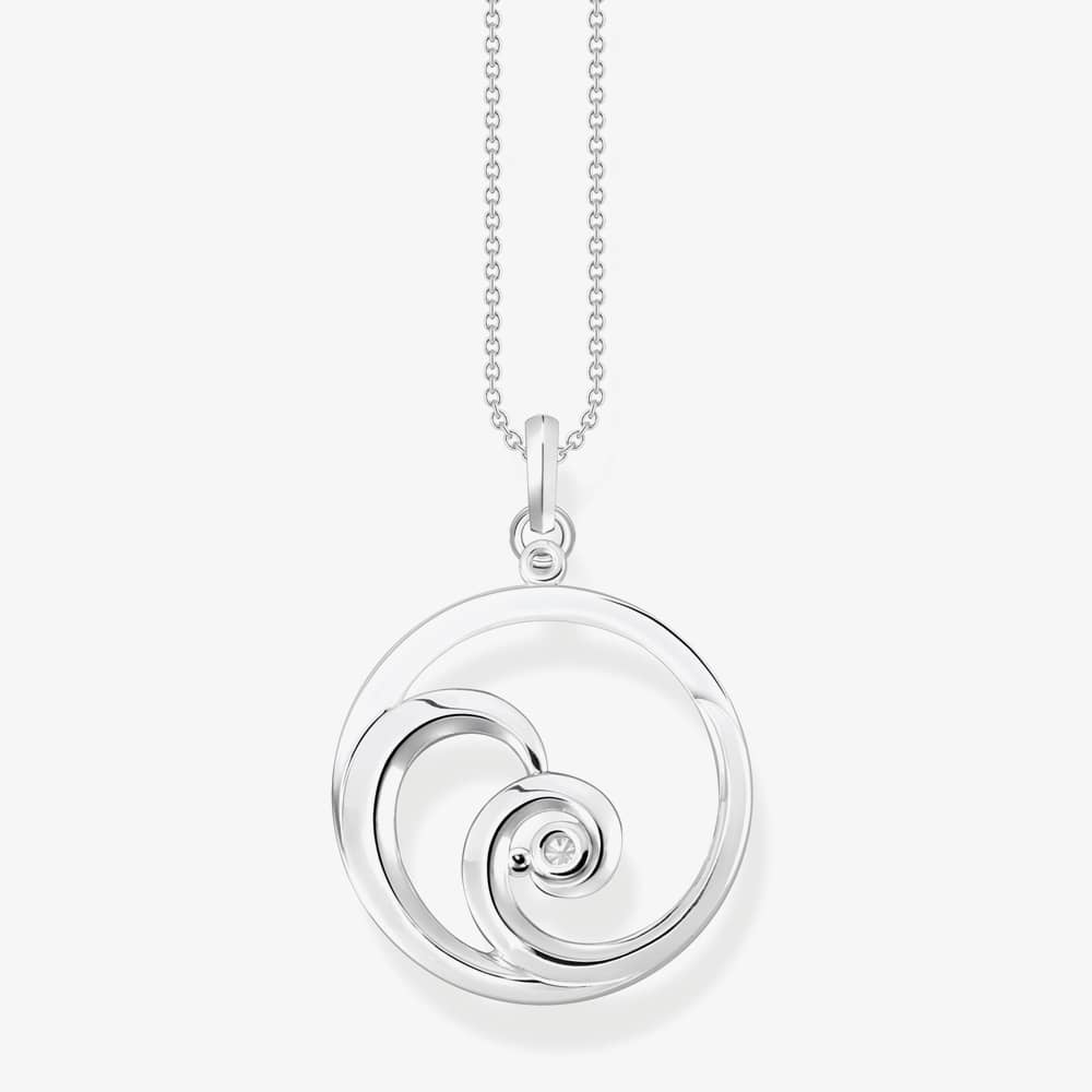 THOMAS SABO Ladies Silver Wave Pendant Necklace KE2143-051-14-L45V