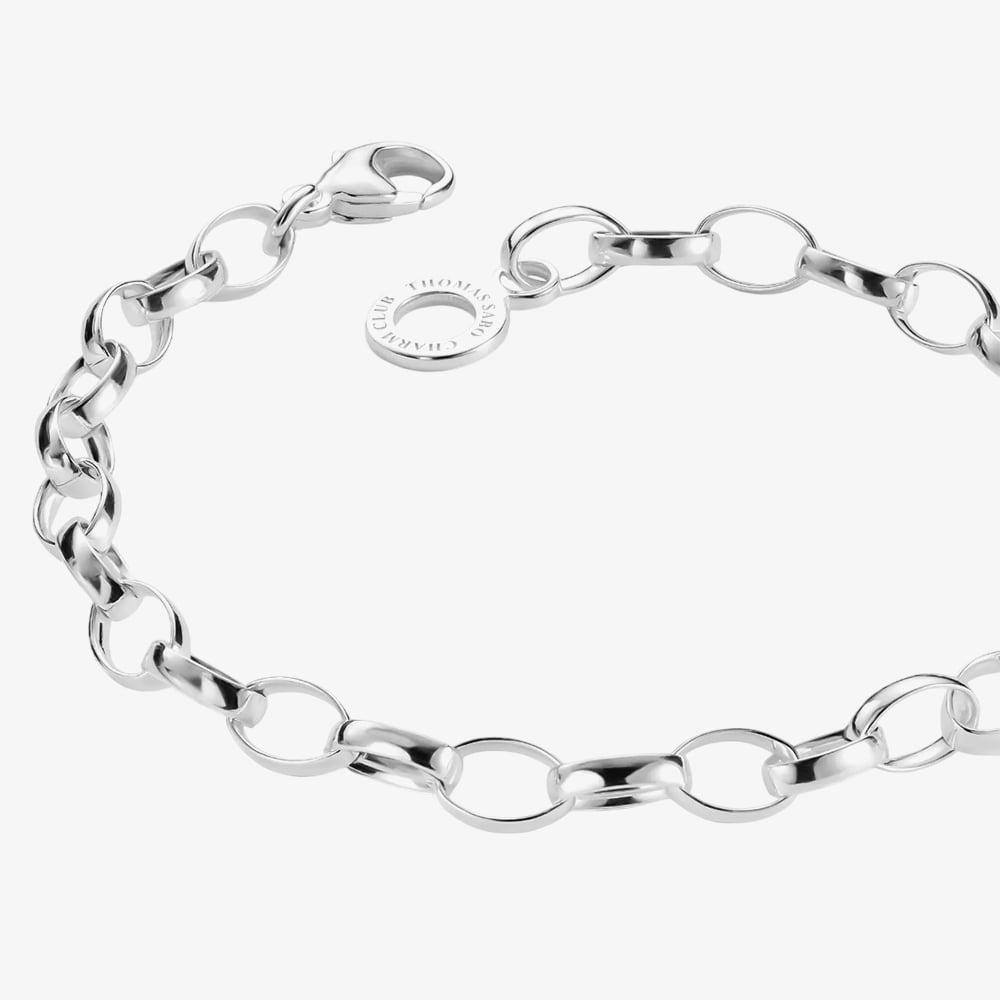THOMAS SABO Silver Oval Belcher Charm Bracelet X0031-001-12