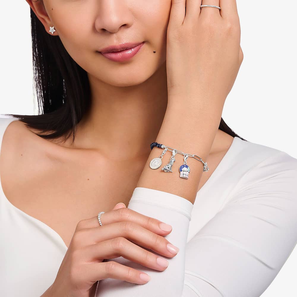 THOMAS SABO Charmista Coin Blue Imitation Sandstone Bead Bracelet A2129-007-32