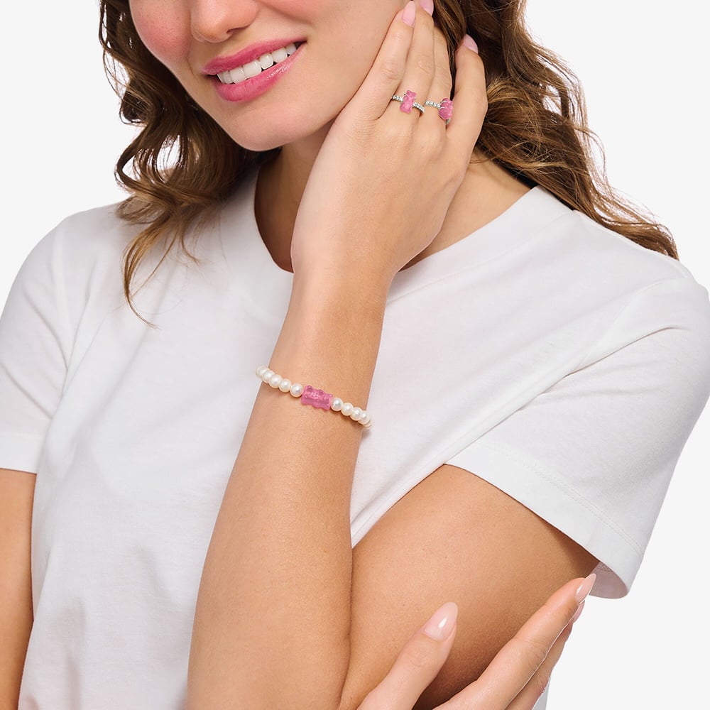 THOMAS SABO Haribo Freshwater Pearl Pink Gummy Bear Bracelet A2154-082-9