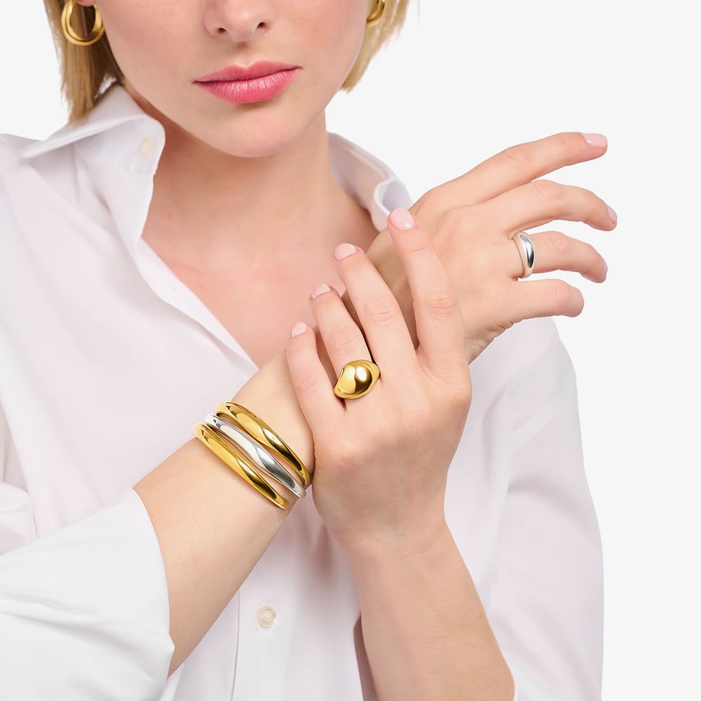 THOMAS SABO Gold Plated Timeless Bangle AR115-413-39
