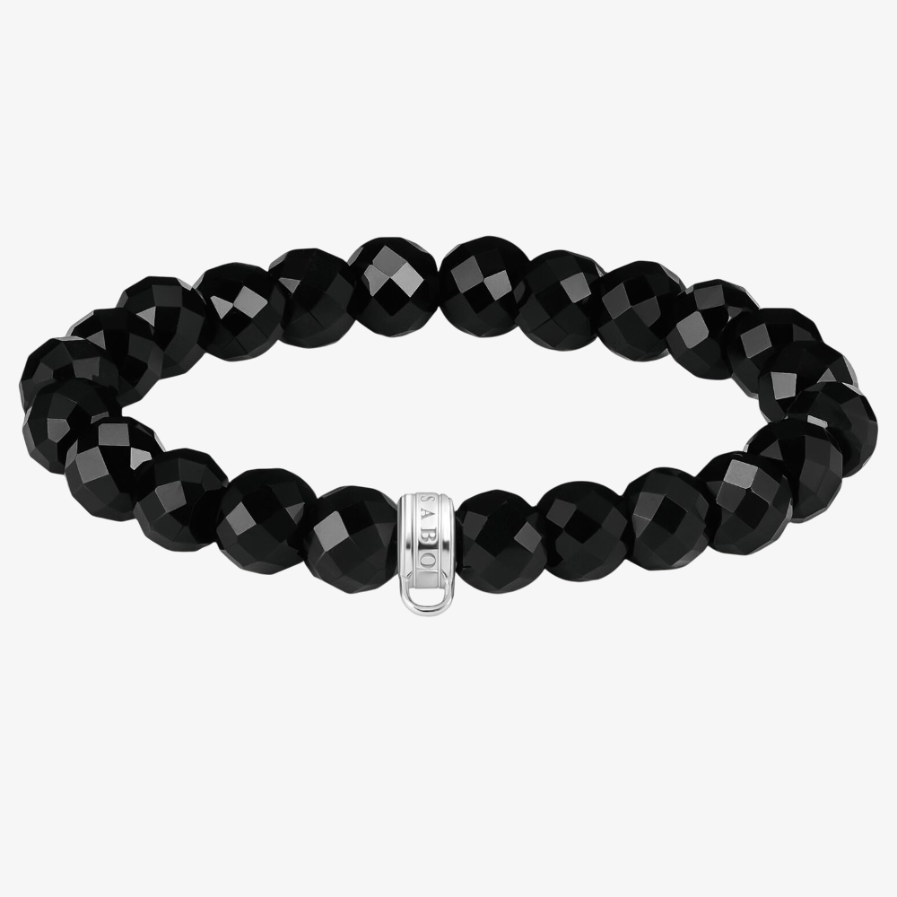 Product photograph of Thomas Sabo As We Love 19cm Black Oval Obsidian Bead Bracelet X0292-023-11-l19 from The Jewel Hut
