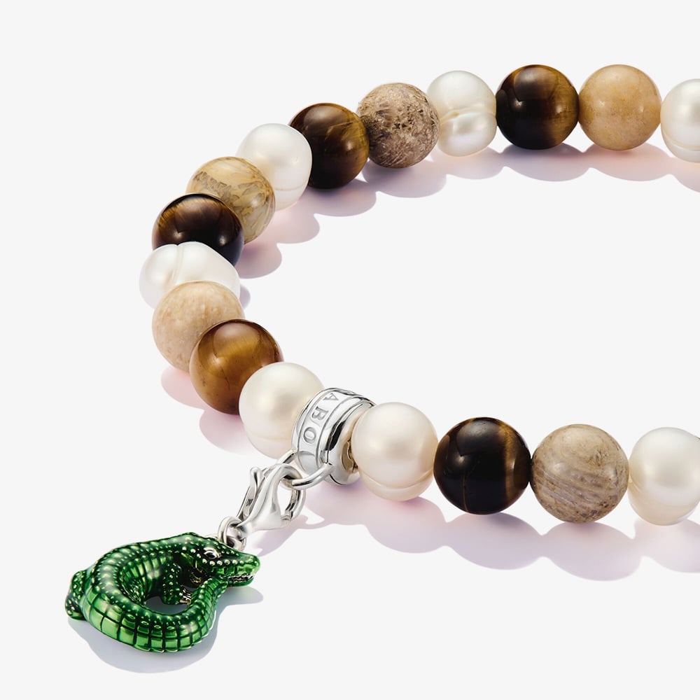 THOMAS SABO Silver Beads Ecru Stone Bracelet X0293-014-7