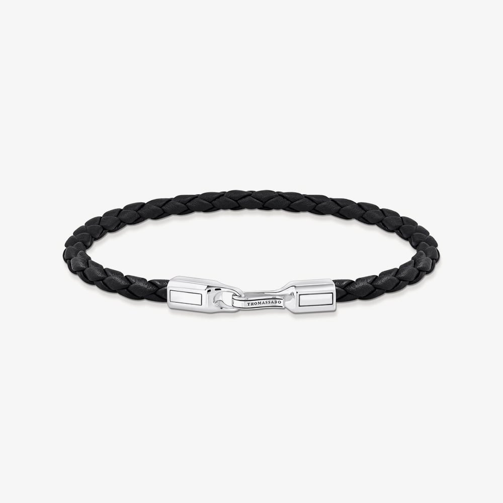 THOMAS SABO Black Braided Silver Clasp Leather Bracelet A2147-682-11-L19