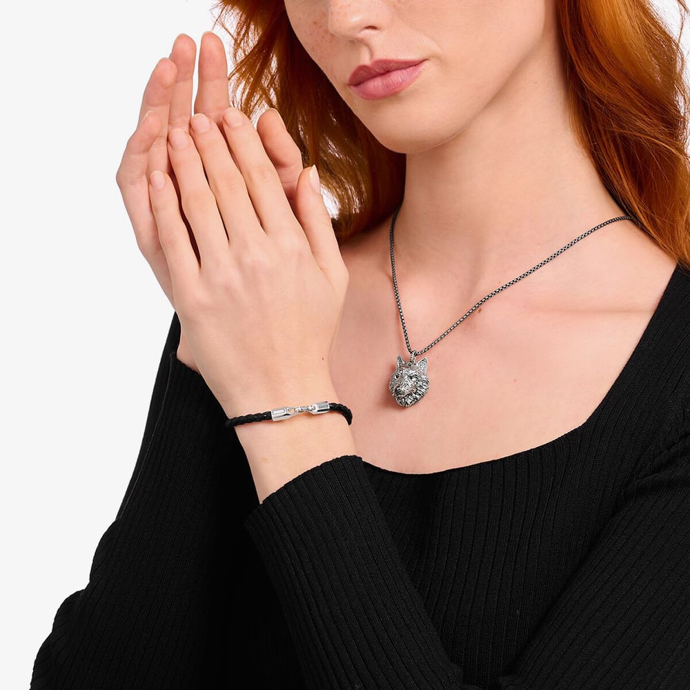 THOMAS SABO Black Braided Silver Clasp Leather Bracelet A2147-682-11