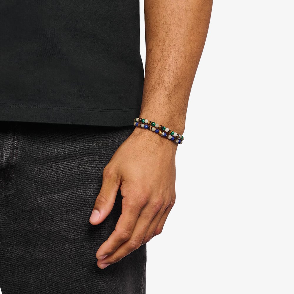 THOMAS SABO Green & Brown Multi Beaded Bracelet A2183-468-7
