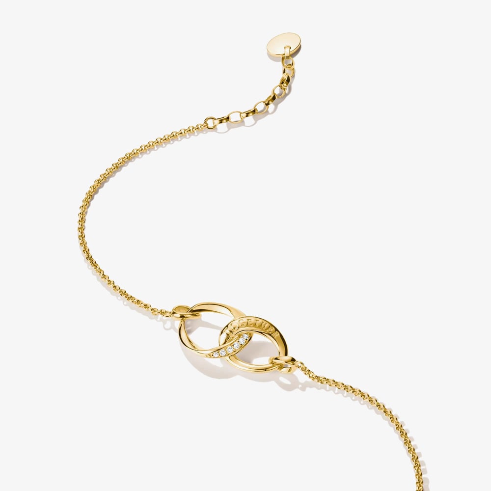 THOMAS SABO Together 18ct Yellow Gold Plated Cubic Zirconia Intertwined Bracelet A2233-M01-14