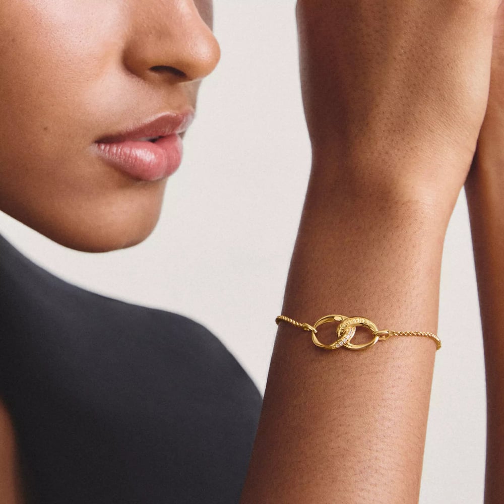 THOMAS SABO Together 18ct Yellow Gold Plated Cubic Zirconia Intertwined Bracelet A2233-M01-14