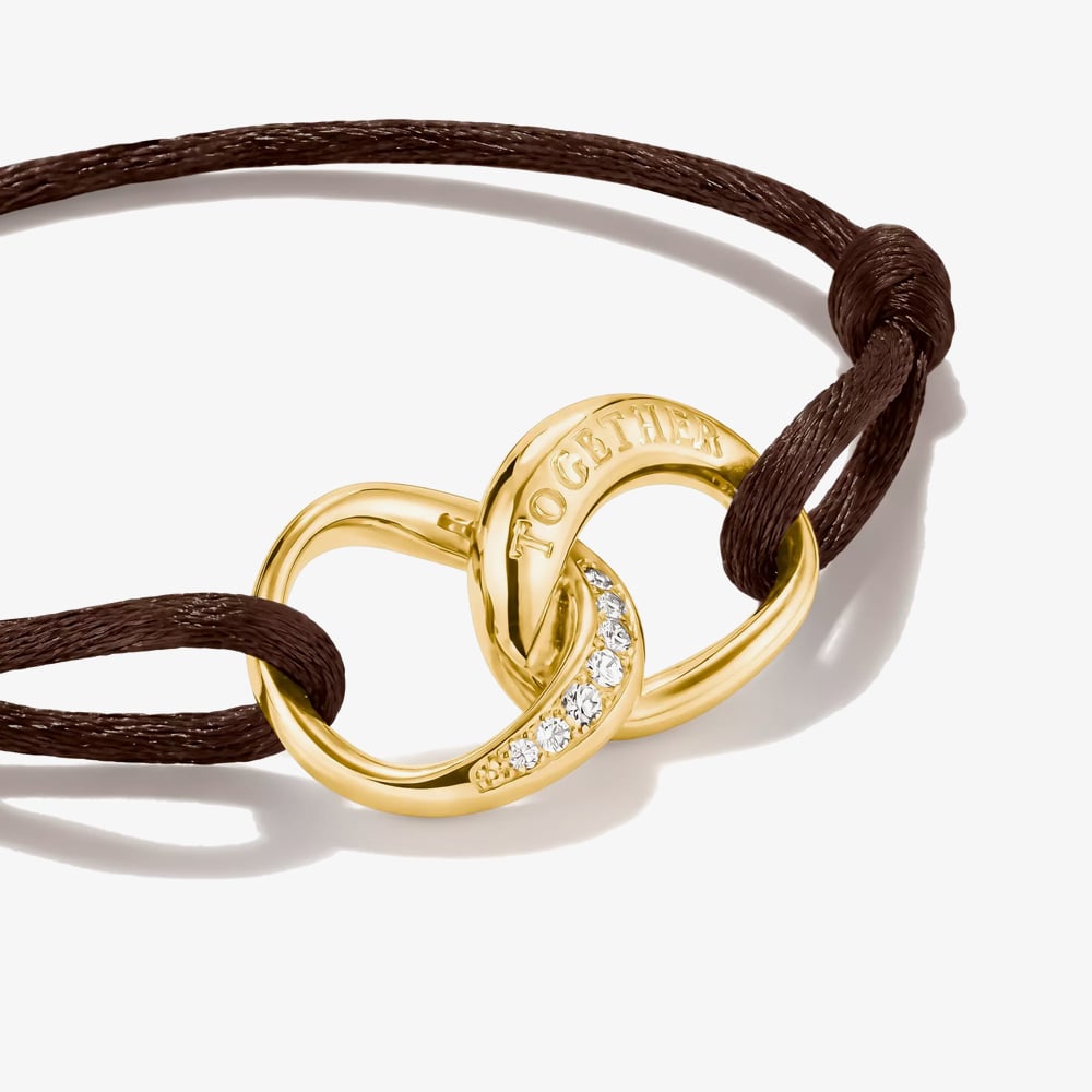 THOMAS SABO Together Brown Textile Cubic Zirconia Intertwined Bracelet A2236-M03-2