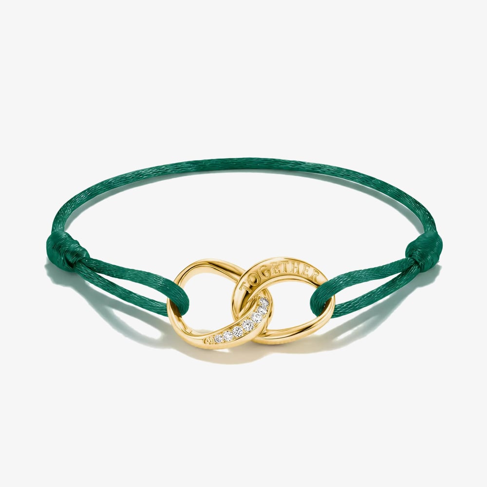 THOMAS SABO Together Green Textile Cubic Zirconia Intertwined Bracelet A2236-M03-6-L24V