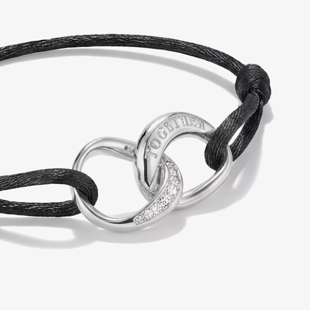 THOMAS SABO Together Black Textile Cubic Zirconia Intertwined Bracelet A2236-051-11