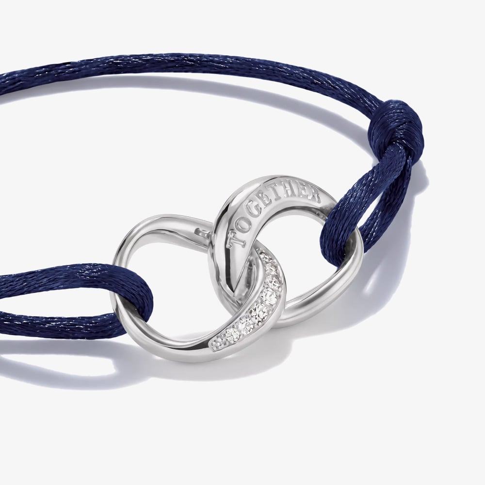 THOMAS SABO Together Blue Textile Cubic Zirconia Intertwined Bracelet A2236-051-32