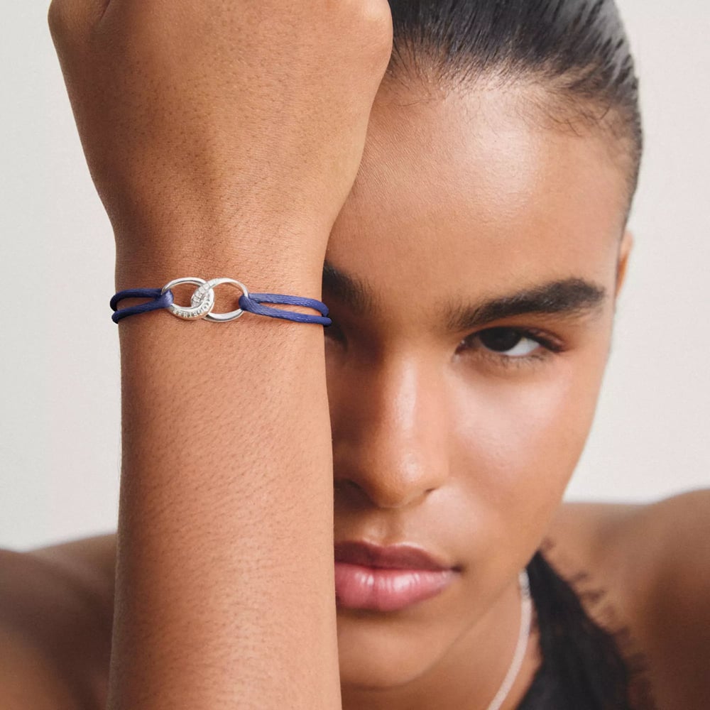THOMAS SABO Together Blue Textile Cubic Zirconia Intertwined Bracelet A2236-051-32