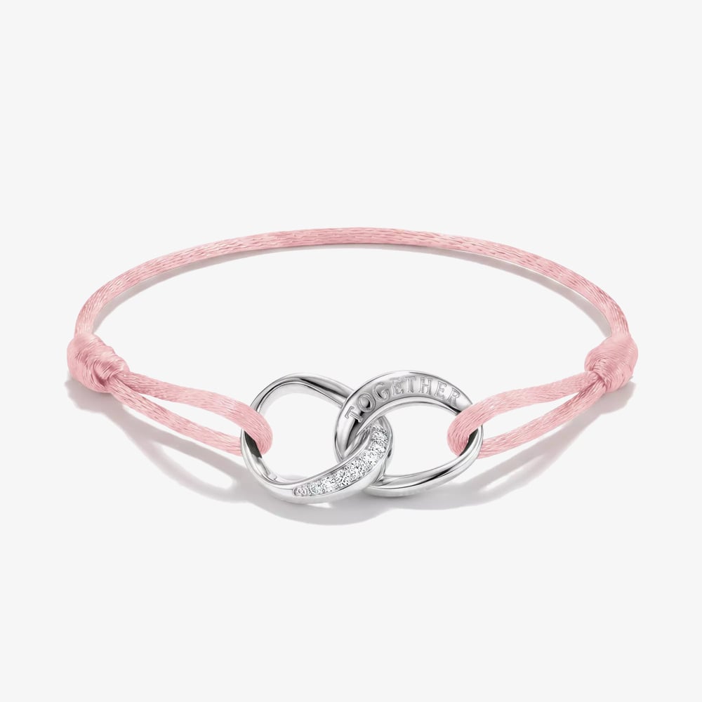 THOMAS SABO Together Pink Textile Cubic Zirconia Intertwined Bracelet A2236-051-9-L24V
