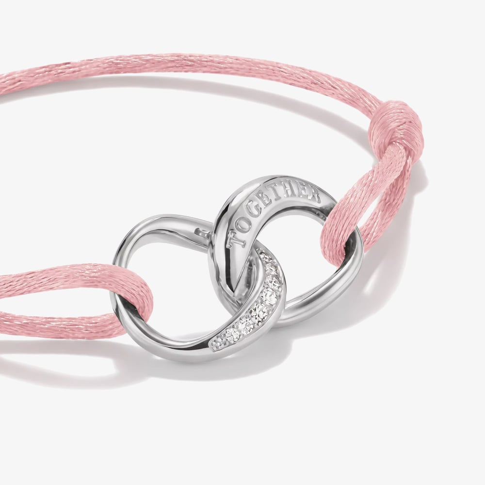 THOMAS SABO Together Pink Textile Cubic Zirconia Intertwined Bracelet A2236-051-9