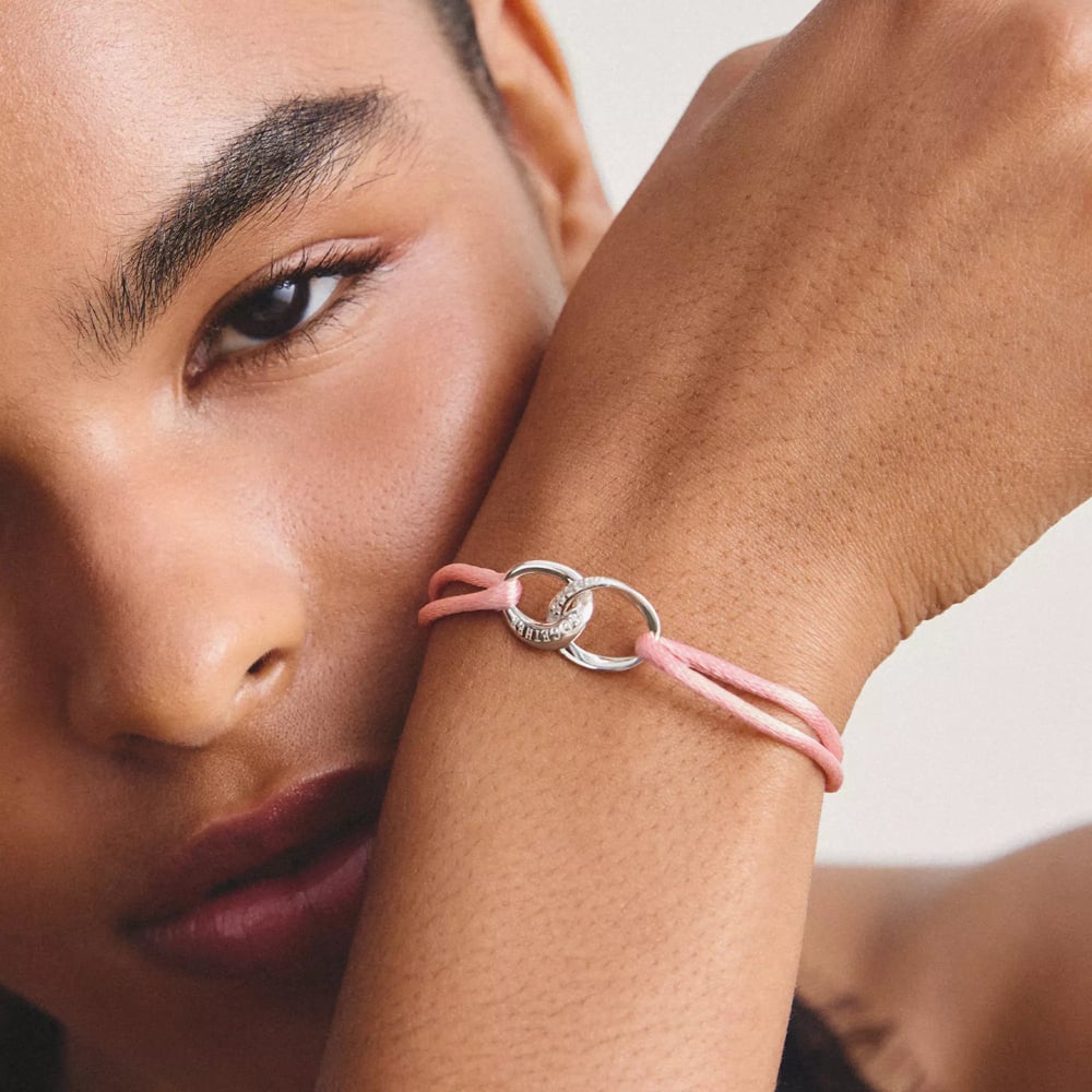 THOMAS SABO Together Pink Textile Cubic Zirconia Intertwined Bracelet A2236-051-9