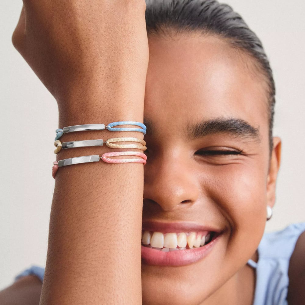 THOMAS SABO Together Pink Textile Engravable ID Bracelet A2238-001-9
