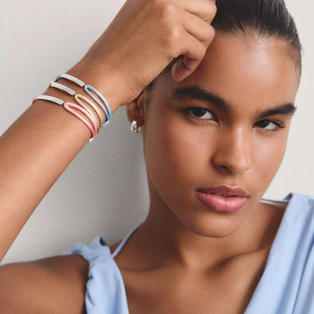 THOMAS SABO Together Pink Textile Engravable ID Bracelet A2238-001-9