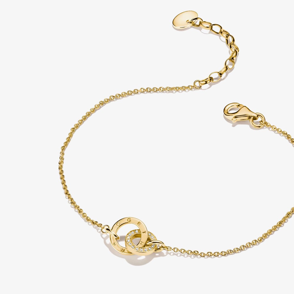 THOMAS SABO Together 18ct Yellow Gold Plated Cubic Zirconia Interlinked Bracelet A2239-M01-14