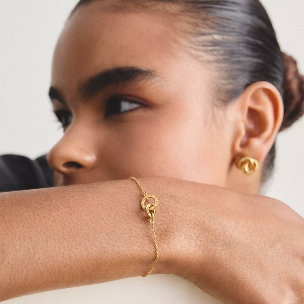 THOMAS SABO Together 18ct Yellow Gold Plated Cubic Zirconia Interlinked Bracelet A2239-M01-14