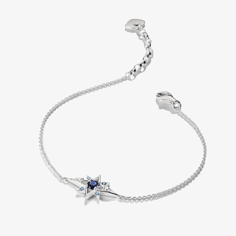 THOMAS SABO Sterling Silver & Blue Crystal Star Bracelet A2246-166-1