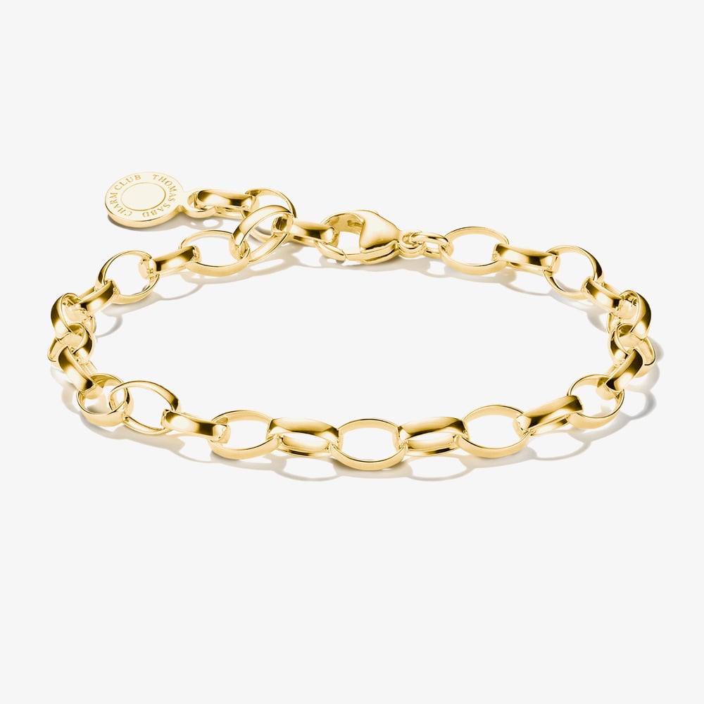 THOMAS SABO Charm Club Original Yellow Gold Tone Plated Oval Link Charm Bracelet X0031-S02-39-L19