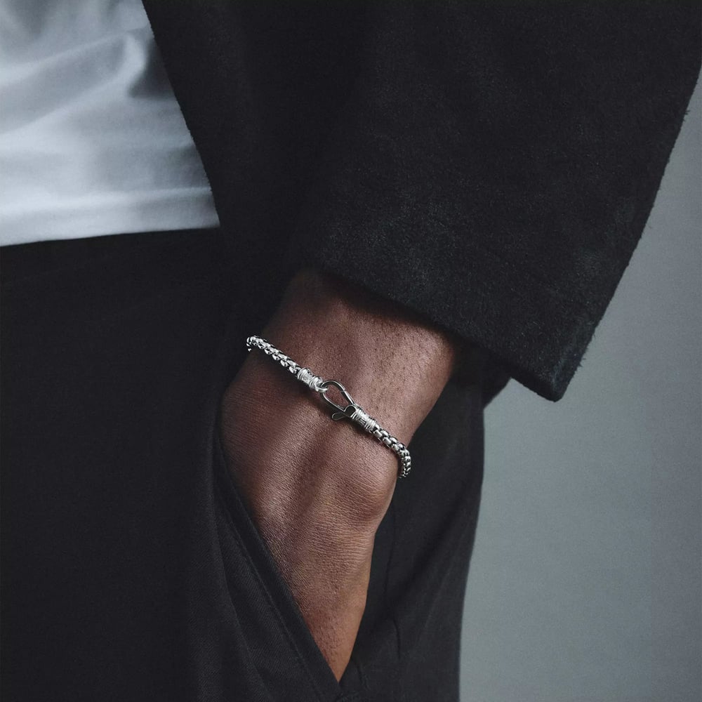 THOMAS SABO Rebel Steel 5.2mm Box Chain Bracelet A2248-S01-53