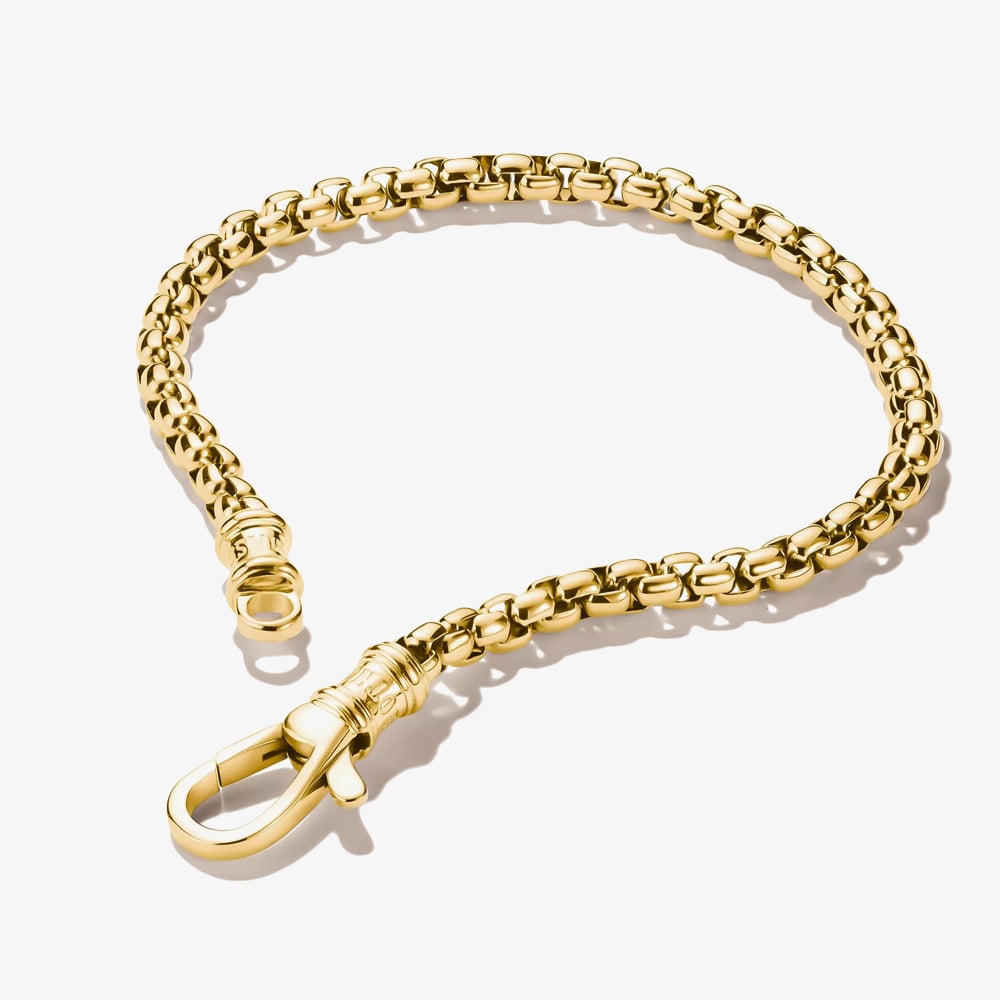 THOMAS SABO Rebel Steel Yellow Gold Tone Plated 4.0mm Box Chain Bracelet A2250-S02-39