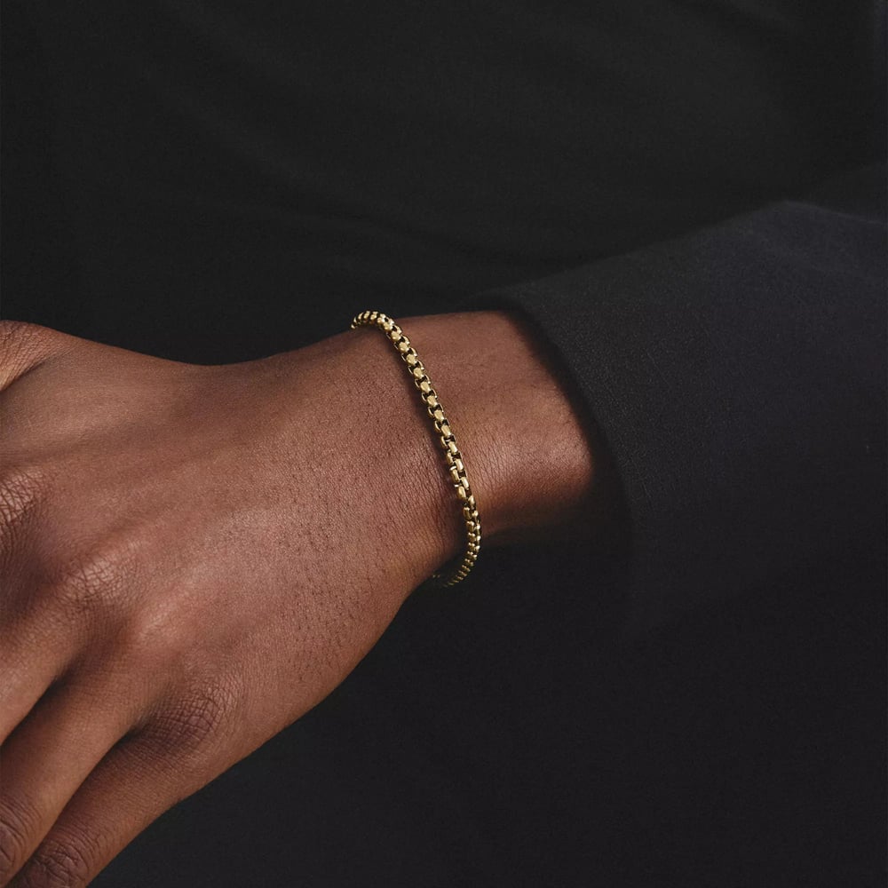 THOMAS SABO Rebel Steel Yellow Gold Tone Plated 4.0mm Box Chain Bracelet A2250-S02-39