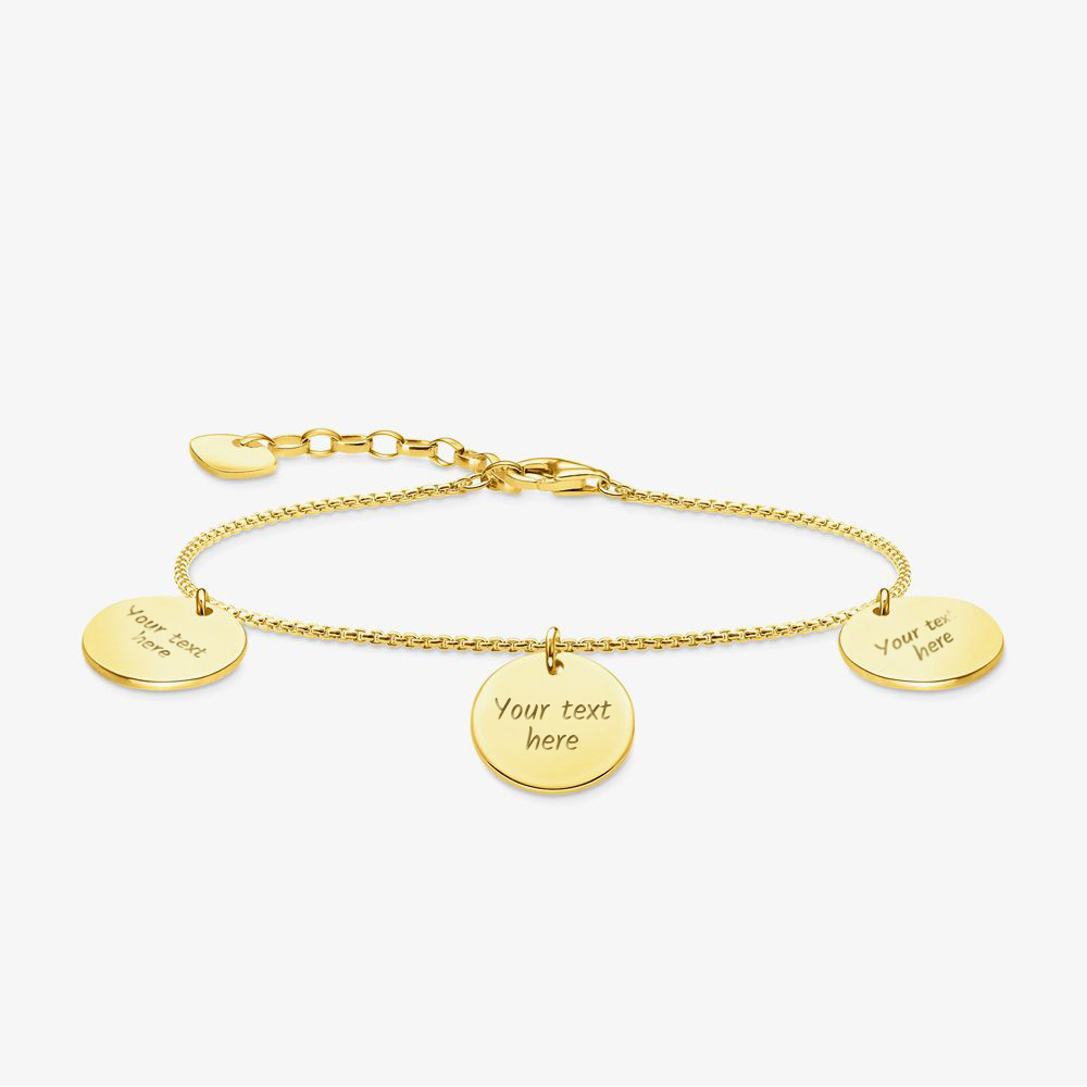 THOMAS SABO Gold Plated Plain Three Discs Charm Bracelet A1961-413-39-L19V