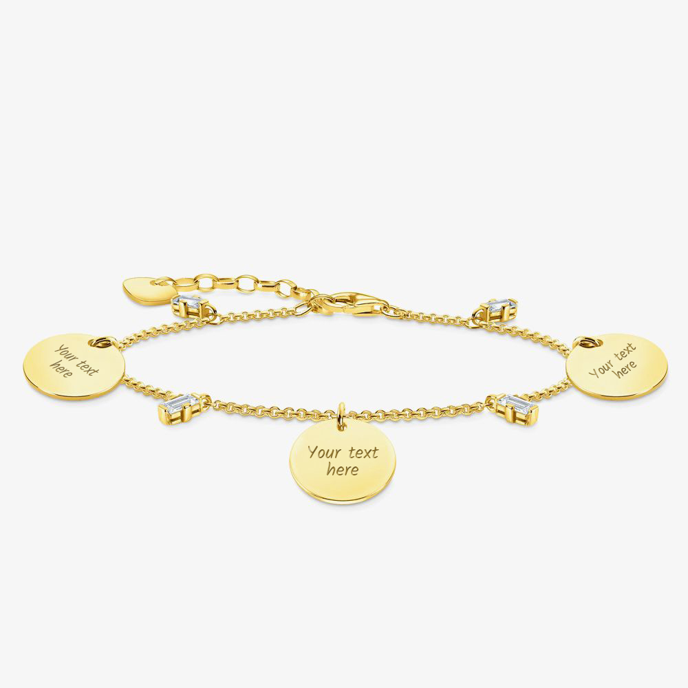THOMAS SABO Gold Plated Three Discs Cubic Zirconia Charm Bracelet A1962-414-39-L19V