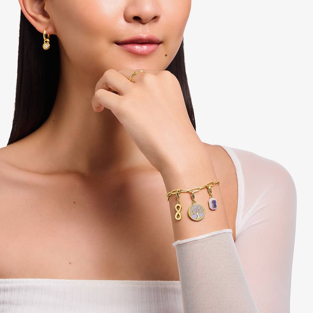 THOMAS SABO Gold Plated Violet Octagon Cold Enamel Charm 2034-565-13