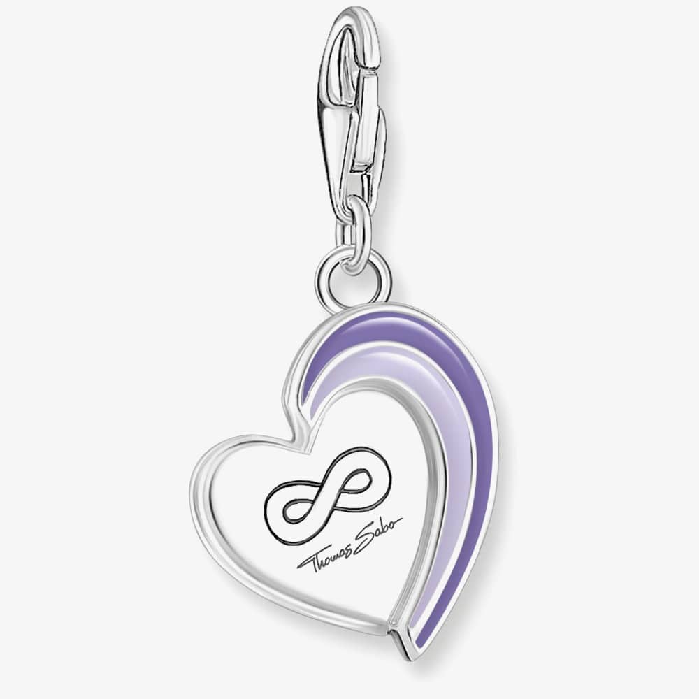 THOMAS SABO Silver Best Friends Purple Cold Enamel Heart Charm 2046-664-13