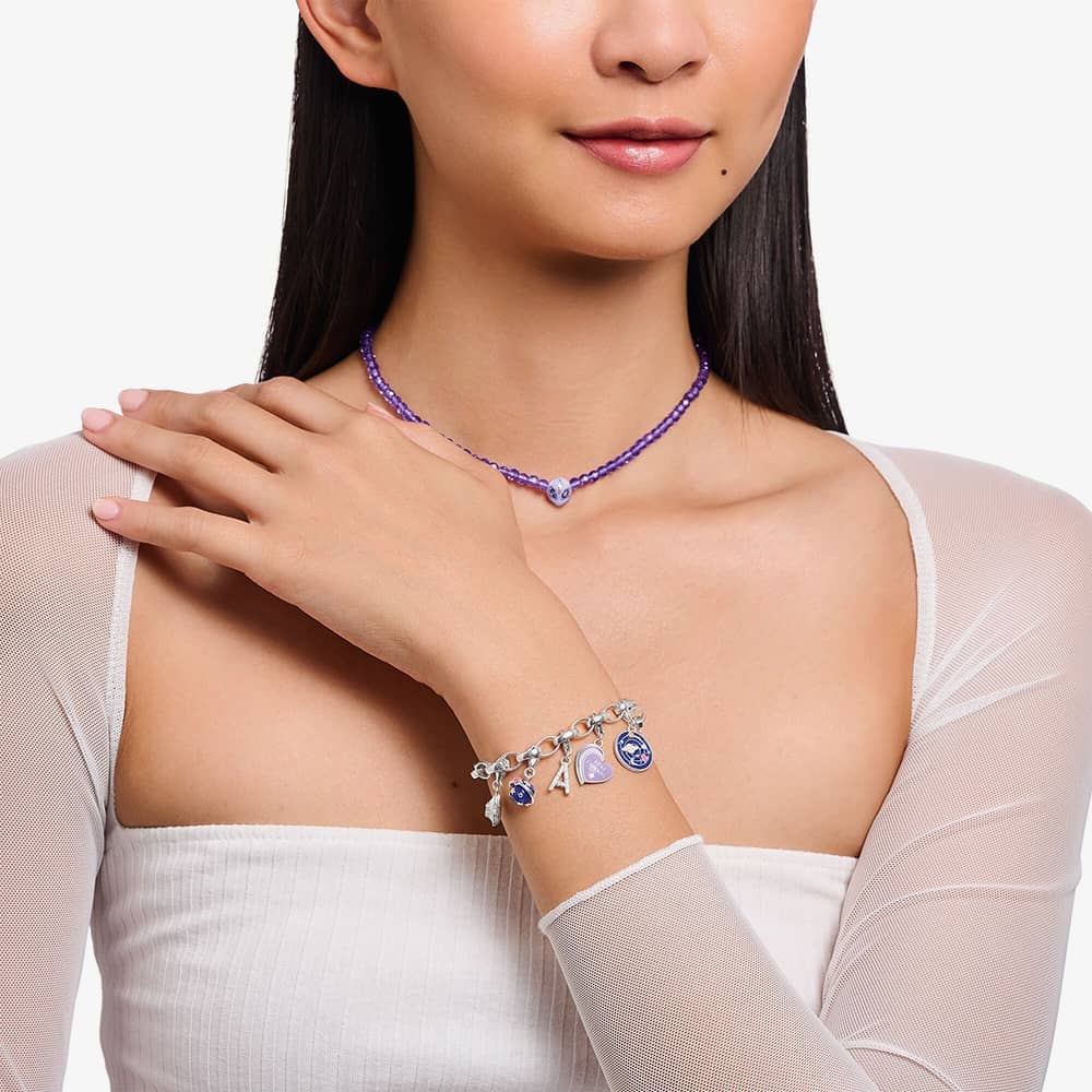 THOMAS SABO Silver Best Friends Purple Cold Enamel Heart Charm 2046-664-13