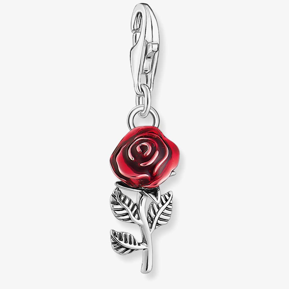 Product photograph of Thomas Sabo Silver Blackened Red Rose Charm 2076-664-10 from The Jewel Hut