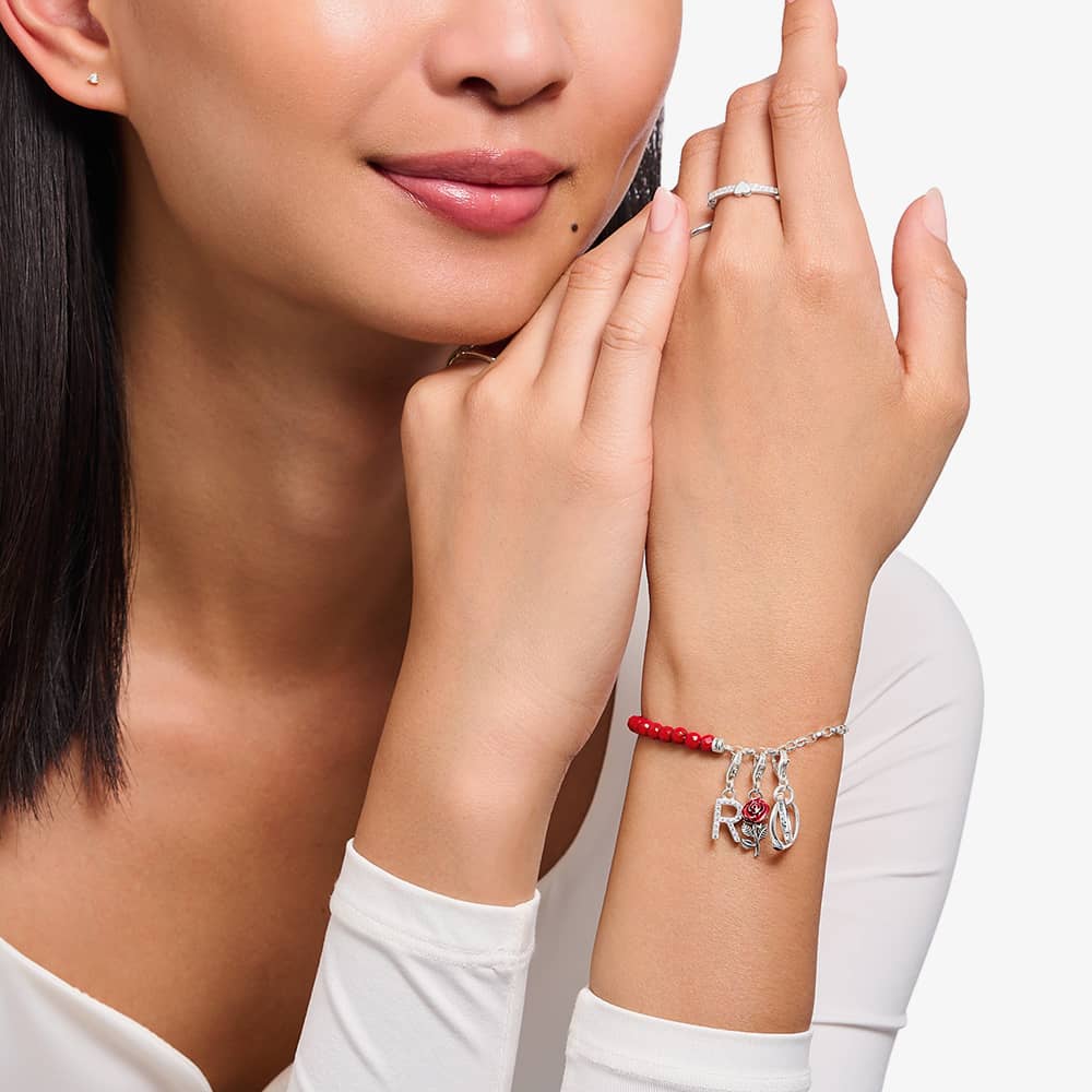 THOMAS SABO Silver Blackened Red Rose Charm 2076-664-10