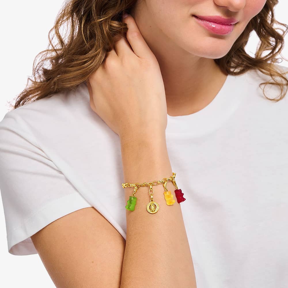 THOMAS SABO Gold Plated Haribo Green Gummy Bear Charm 2192-413-6