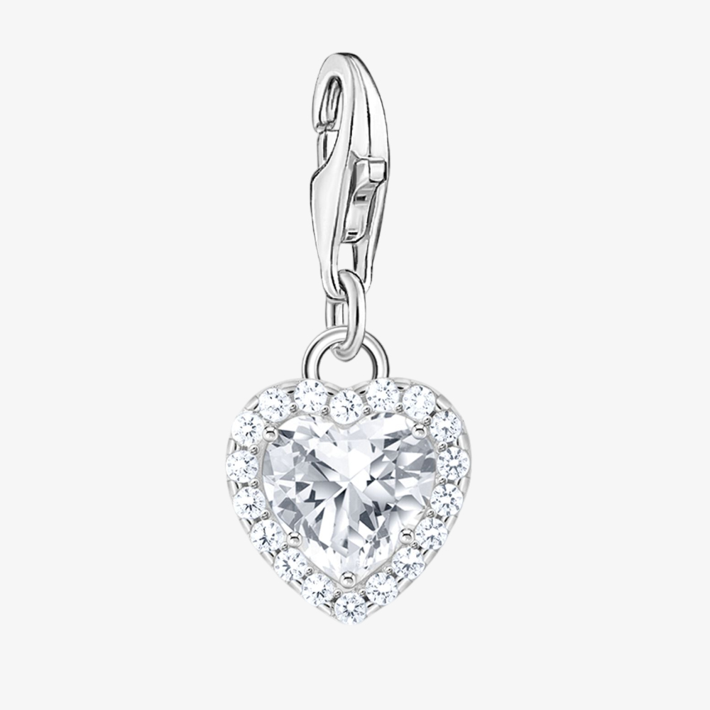 Product photograph of Thomas Sabo As We Love Silver Cubic Zirconia Heart Dropper Charm 2202-051-14 from The Jewel Hut