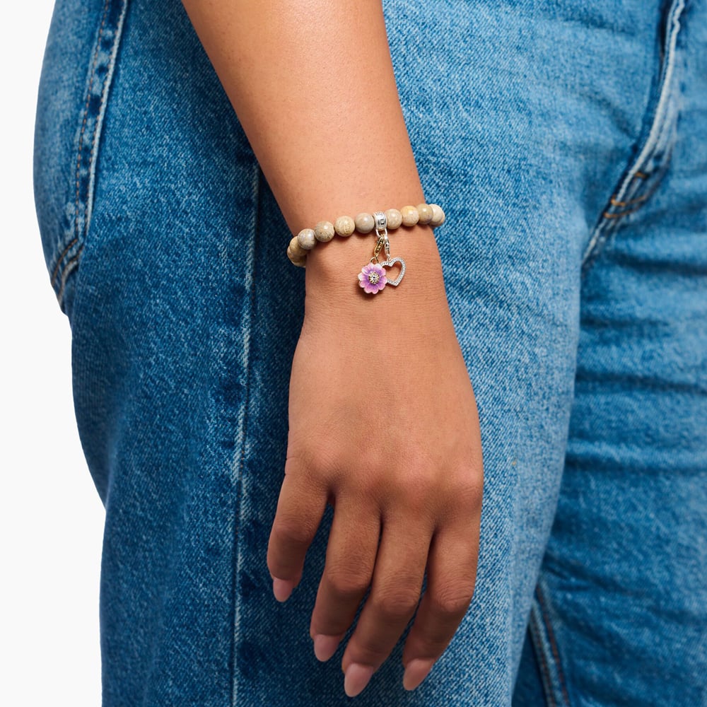 THOMAS SABO Ladies Gold Plated Violet Enamel Flower Charm 2208-565-7