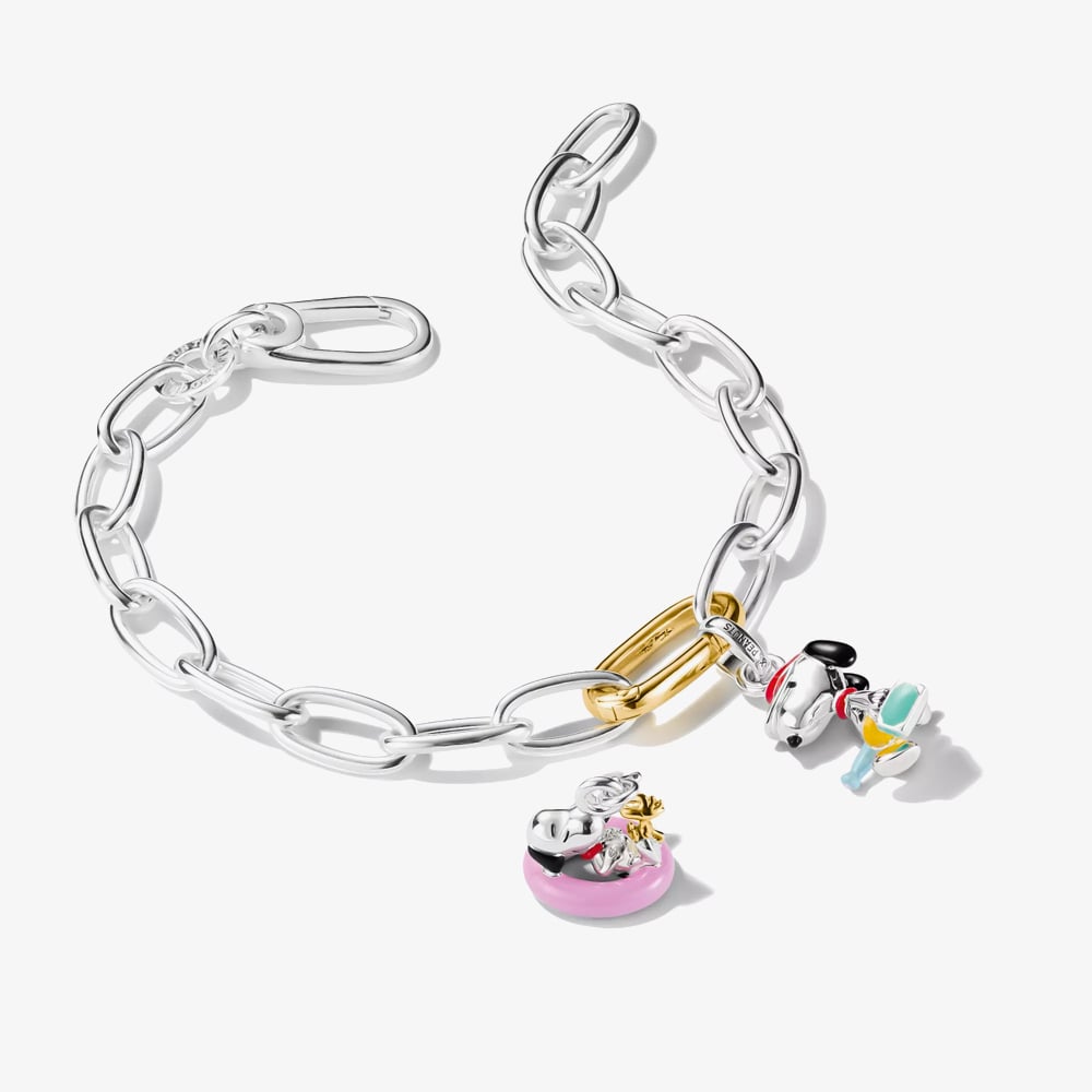 THOMAS SABO Clarm Club Silver & 18ct Gold Plated Peanuts Snoopy & Woodstock in Swim Ring Charm 2244-427-7