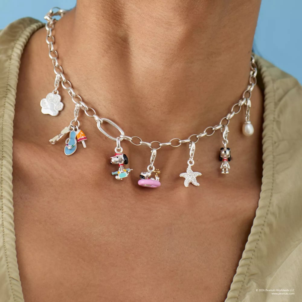 THOMAS SABO Clarm Club Silver & 18ct Gold Plated Peanuts Snoopy & Woodstock in Swim Ring Charm 2244-427-7