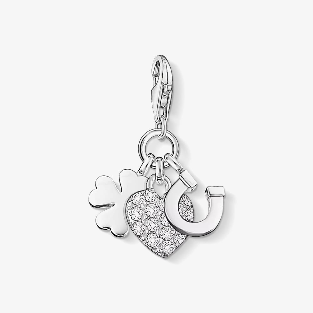 THOMAS SABO Sterling Silver Cubic Zirconia Good Luck Pendant Charm 0870-051-14