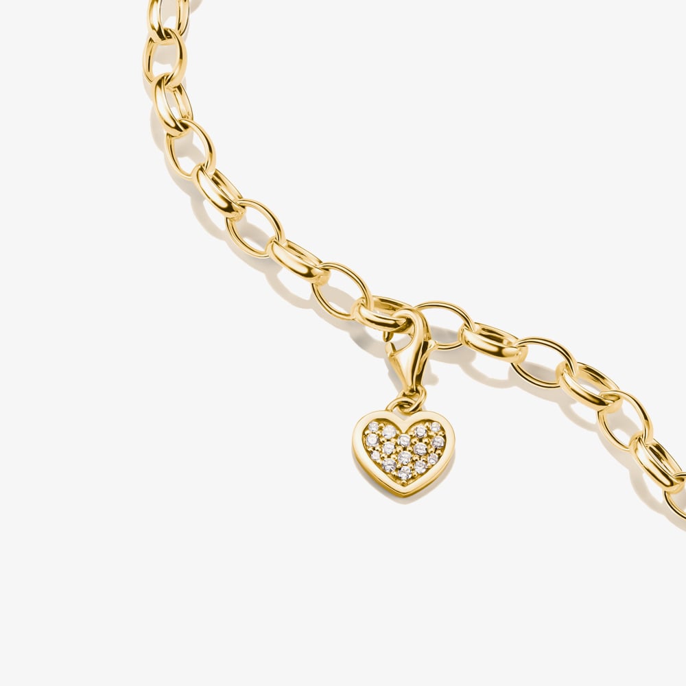THOMAS SABO Charm Club 18ct Yellow Gold Plated Cubic Zirconia Heart Charm 0967-M01-14