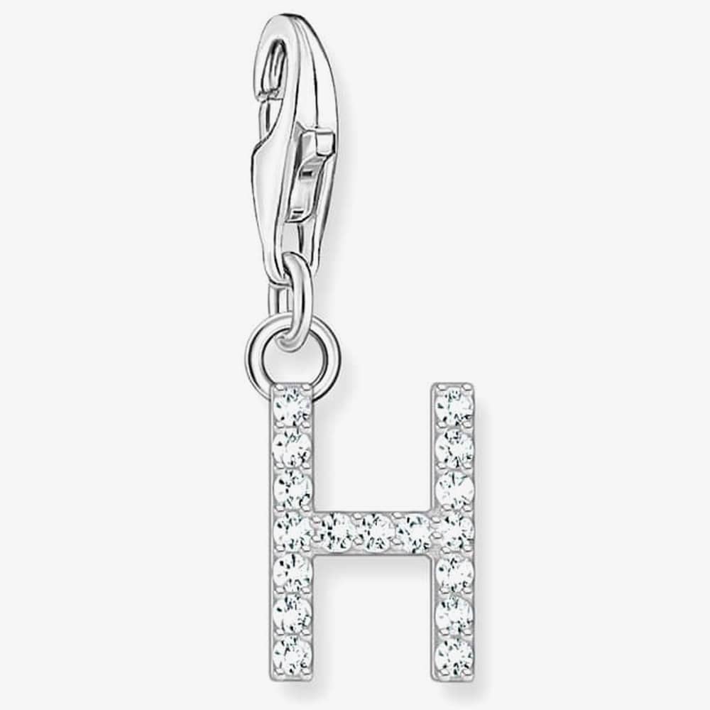 Product photograph of Thomas Sabo Silver Cubic Zirconia Letter H Charm 1947-051-14 from The Jewel Hut