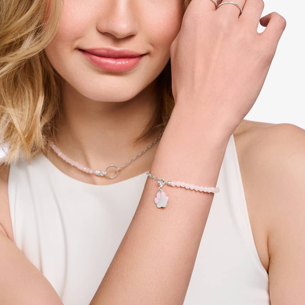 THOMAS SABO Silver Pink Cold Enamel Paw Print Charm 2015-007-9