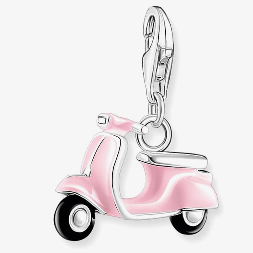 Product photograph of Thomas Sabo Silver Pink Cold Enamel Scooter Charm 1992-007-9 from The Jewel Hut